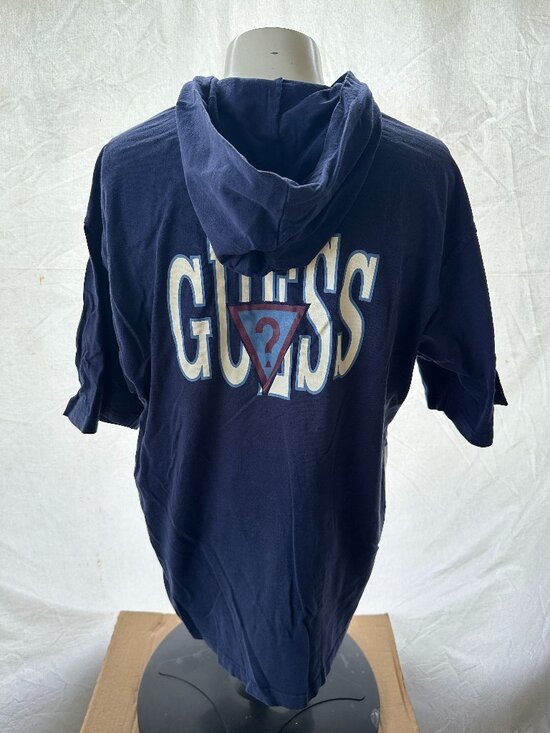 Guess Other - Vintage Guess Authentic Sportswear Men's Blue White Hoodie SS Button Front Shirt